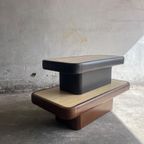 Vintage Leather And Travertine 2 Coffee Tables thumbnail 9