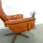 Zweeds Leren Draai Fauteuil G Mobel Sweden, Vintage Draaistoel thumbnail 10