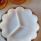 Melkglas 3 Vaks Schaal Gouden Rand Vintage thumbnail 3