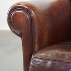 Prachtige, Strak Afgewerkte Design Fauteuil/Armchair Gemaakt Van Schapenleer thumbnail 10