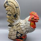 Houtsnijwerk Haan Bekleed Met Stof Indonesië thumbnail 8