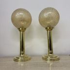 Set Of 2 Large Globe Glass Table Lamps , 1970S thumbnail 3