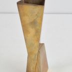 Kubistische Wmf Vaas Verzilverde Messing Vase ‘30 Rare Duits thumbnail 14