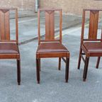 Set Van 3 Art Deco Amsterdamse School Eetkamerstoelen thumbnail 3