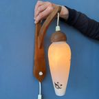 Teakhouten Wandlamp - Deense Opaline Glazen Wandlamp - Mid Century Sconce thumbnail 4