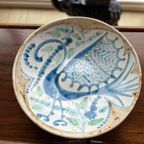Handmade Gesigneerde Keramiek Schaal Pauw Vintage thumbnail 2