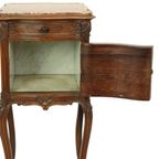 Antieke Gebombeerde Nachtkast Marmer Louis Xv Eind 19De Eeuw thumbnail 7