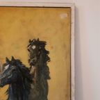 Retro Schilderij Plaat Op Hout Paarden 70's Jaren 70 thumbnail 3