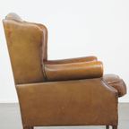 Charmante, Subtiele Engelse Stijl Schapenleren Oorfauteuil Met Mooie Kleuren thumbnail 11