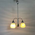 60'S Plafondlampen Glas Melkgroen En Chroom thumbnail 4