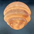 Art Deco Hanglamp – Rosé Opaline En Chroom thumbnail 6