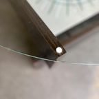Vintage Ronde Salontafel Met Glas & Hout & Tegels thumbnail 2
