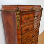 Antiek Franse Secretaire Wandkast Ladekast Met Marmer Blad thumbnail 10