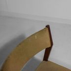 Set Van 6 Elegante Mid-century Eetkamerstoelen In Okergele Stof thumbnail 8