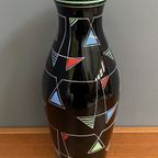 Black Glass Vase With Enamel Decoration By Veb Wasungen 1970S thumbnail 9
