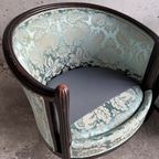 Art Deco Lounge Zetel Set Met Licht Blauwe Bloem Design. thumbnail 9