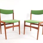 Deense Stoelen | Dining Chairs Danish Green Wool Teak Wood thumbnail 16