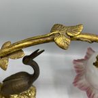Antieke Art Nouveau Tafellamp – Kraanvogel & Bladerenboog thumbnail 8