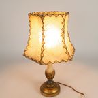 Italiaanse Houten Tafellamp - Verguld - Hollywood Regency Stijl - Varkenshuid Handgemaakte Lampen thumbnail 6