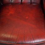 Grote Rode Engelse Chesterfield Oorfauteuil Gemaakt Van Dik Rundleer Met Queen Anne Pootjes thumbnail 7