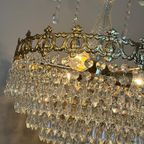Vintage Kristallen Kroonluchter Hanglamp Brons Goud Frame thumbnail 4