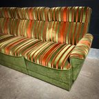 Mid-Century Design Velvet Stof Hoekbank – Groen Met Oranje Strepen thumbnail 3