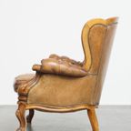 Charmante Antieke Barokke Schapenleren Chesterfield Fauteuil Met Een Mooi Patina thumbnail 8