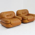Sapporo Italiaanse Cognac Leren Loungestoelen Voor Mobil Girgi Uit De Jaren 70, Set Van 2 thumbnail 3