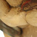 Vintage Massief Houten Engel Cherubijn Beeld Handbeschilderd 49cm thumbnail 2