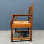 Set Van Twee Hollandse Eikenhouten Armstoelen Met Biezen Zitting thumbnail 8