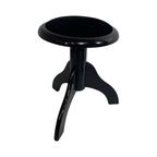 Vintage - Wooden Piano Stool / Chair - Mounted On A Swiveling Base - Glossy Black And Upholstered thumbnail 2