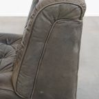 Grijze Vintage Lederen Design Element/ Fauteuil Uit De Jaren ’70 + Hocker thumbnail 13