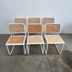 Zes Vintage Cesca Design Stoelen, Witte Uitvoering, 1980's thumbnail 7