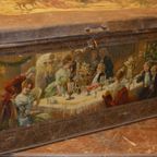 Antieke Lithografische Trommel Met Winterse Taferelen – Wed. J. Bekkers Dordrecht – Lunchtrommel thumbnail 3