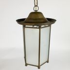 Lantaarn - Hanglamp - Glas - Metaal - Koper - Amsterdamse School - 1950'S thumbnail 2