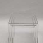 Vintage Set Bijzettafeltjes Plexiglas Nesting Tables Aqryl thumbnail 5