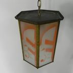 Art Deco Hanglamp Met 6 Glasplaatjes thumbnail 9