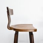 Set Van 3 Vintage Barkrukken Met Rugleuning Eiken thumbnail 5