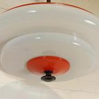 Vintage Space Age Ufo Pullout Hanglamp, Oranje En Wit thumbnail 17
