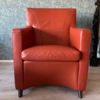 2X Leolux Dolcinea Fauteuil + Hocker | Roodbruin/Cognac Leer thumbnail 20