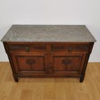 Vintage Frans Dressoir Commode, Ladekast Badkamermeubel Met Marmer Blad 114 thumbnail 6