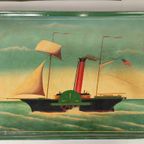 Vintage Beschilderd Paneel Met Schip thumbnail 5