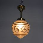Art Deco Hanglamp Met Glazen Kap, Jaren 30 thumbnail 5