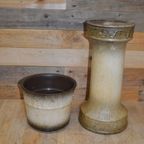 Vintage Keramische Zuil Met Pot – West-duits Aardewerk Van Wegmann thumbnail 2