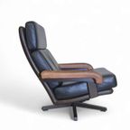 Beautiful Vintage Design Leolux Swivel Armchair, Made In Brown / Darkbrown / Black Leather And Wo thumbnail 2