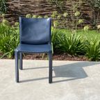 Vintage Cassina Cab Stoel By Mario Bellini In Blauw Leer thumbnail 21