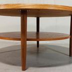 Vintage Mid Century Houten Salontafel, Rond thumbnail 9