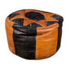 North African Ottoman Patchwork Footstool 100% Leather. thumbnail 2