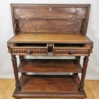 Antieke Frans Eiken Dressoir, Sitetable Opklapbaar thumbnail 4