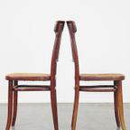 Set Van 2 Originele Vintage Thonet Design Bistro Stoelen Met Gematte Zitting thumbnail 5